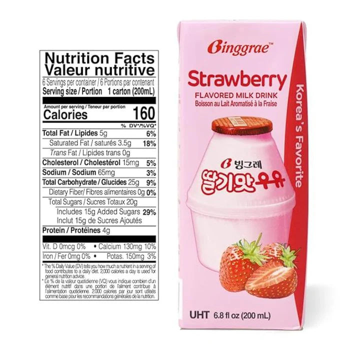 Binggrae Strawberry Milk Drink (6pack)