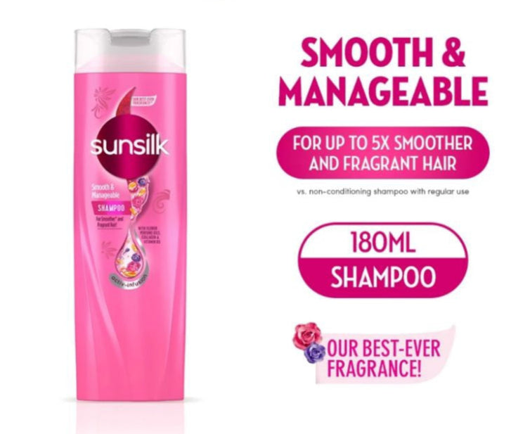 Sunsilk Shampoo Smooth & Managable (Pink) (6.0 oz)