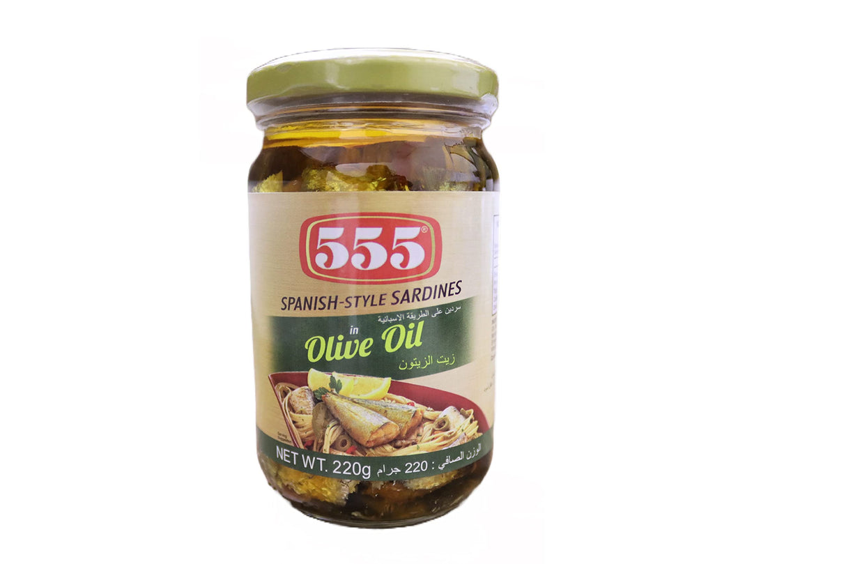 555 Spanish-Style Sardines in Olive Oil Glass