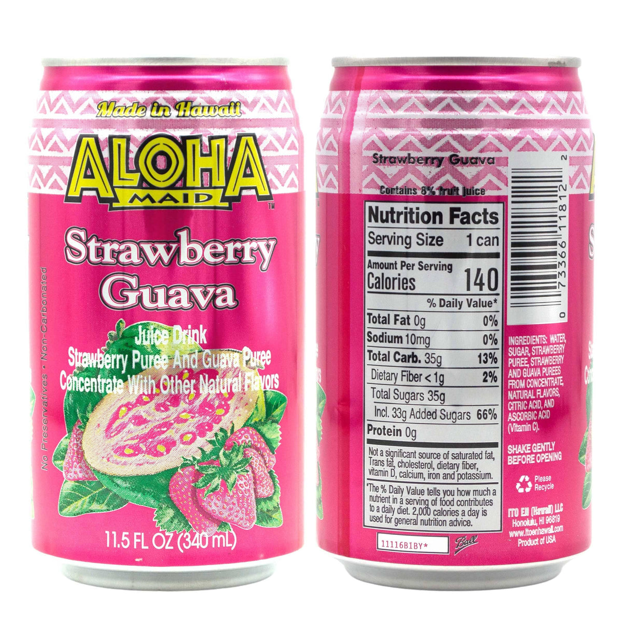 Aloha Maid Strawberry Guava Drink