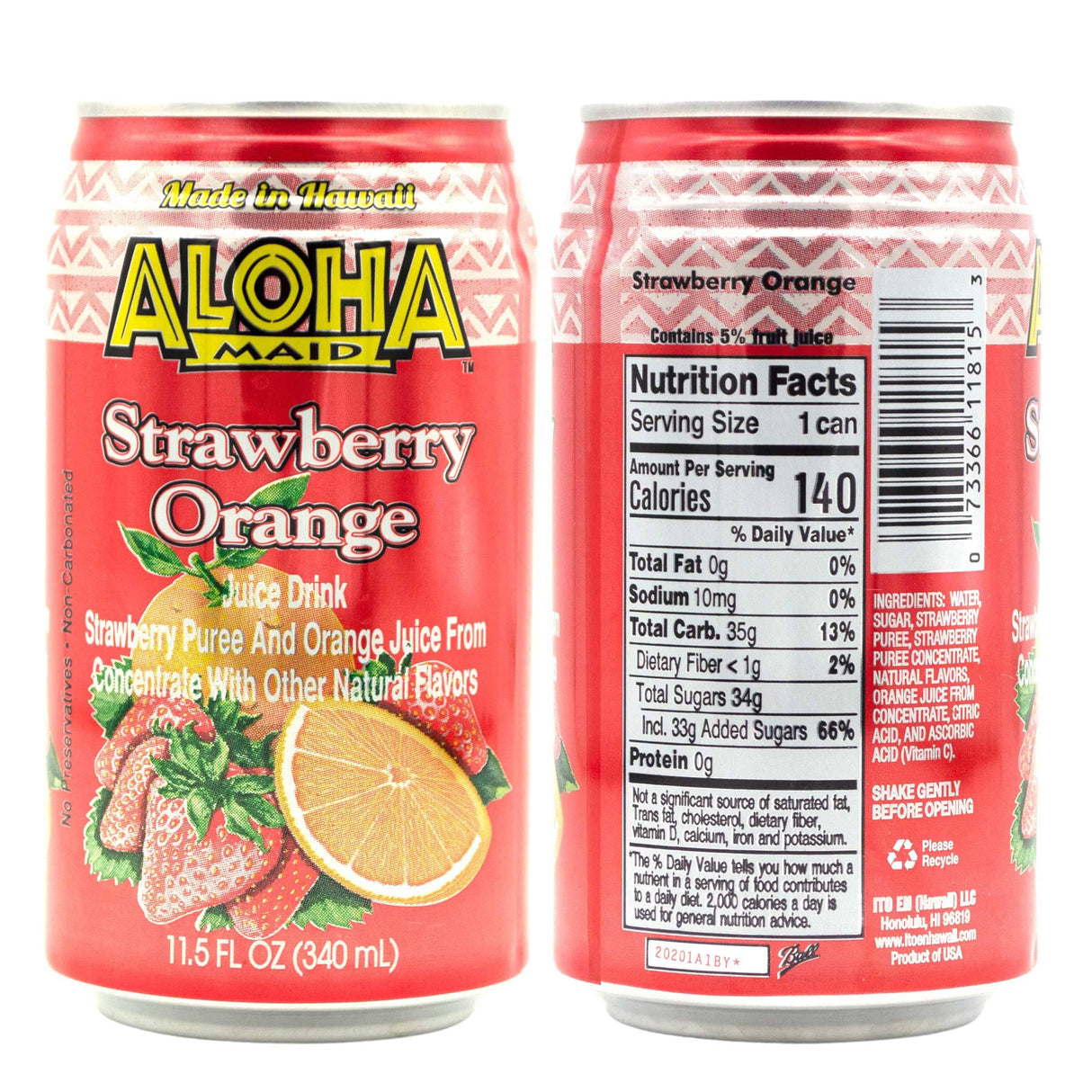 Aloha Maid Strawberry Orange Drink